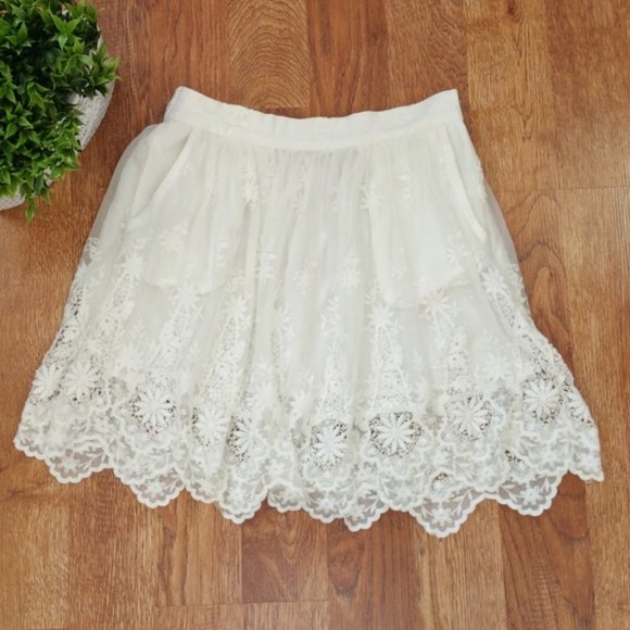 🚨SOLD🚨Zara Woman Lace Mini Skirt Cream XS - Picture 2 of 7